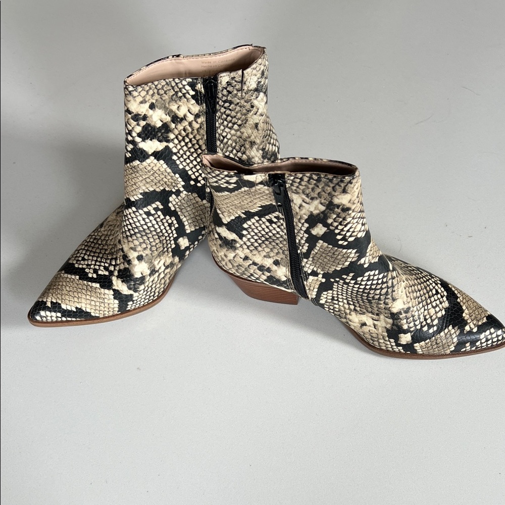 Aldo Neutral Snake-Print Pointed Ankle Boots
